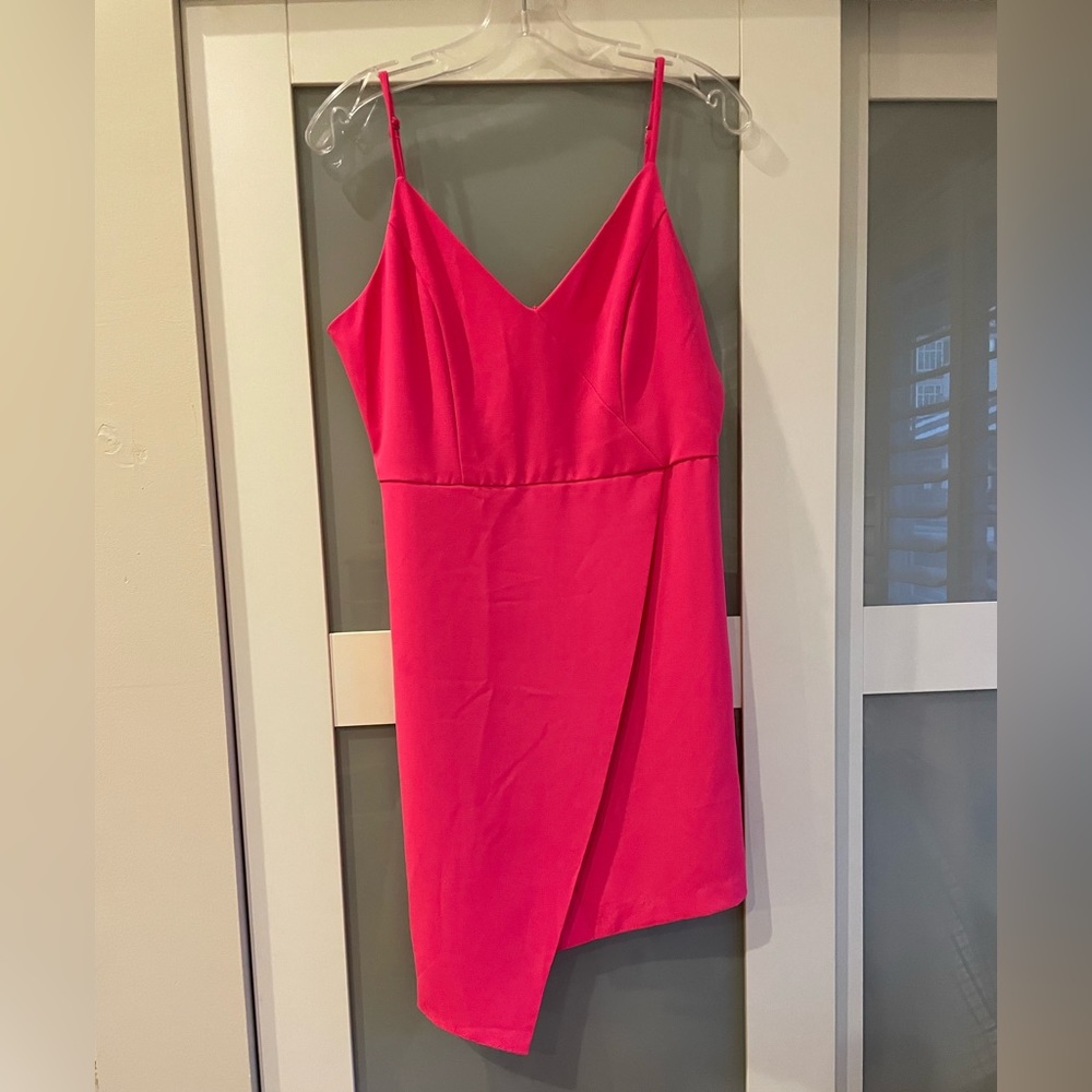 Bright pink asymmetrical dress